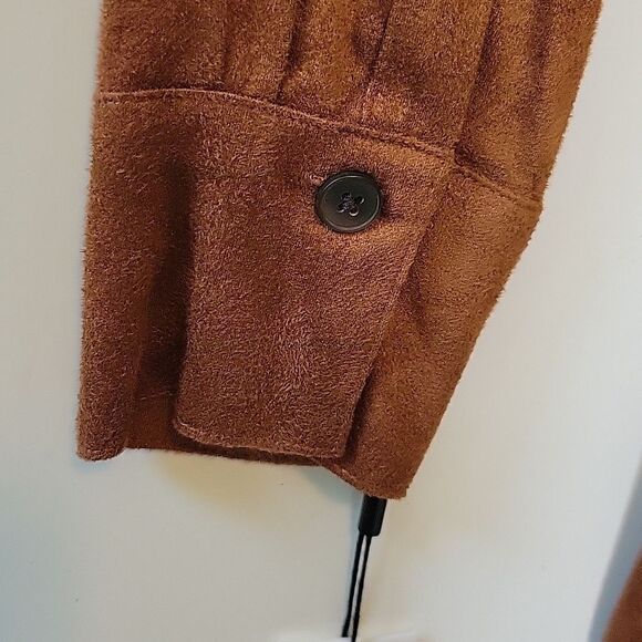 $139 FAUX SUEDE 10 CALVIN KLEIN STRETCH LONG SLEEVE BROWN CAREER MIDI DRESS NWT - Picture 12 of 12